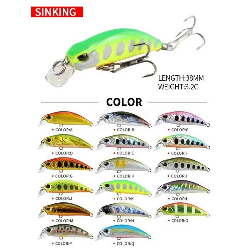 38mm 3.2g Japan Sinking Fishing Lure Trout Mini Minnow Lures Fishing Wobblers River Crankbait Artificial Fish Bait Pesca Tackle Z250411