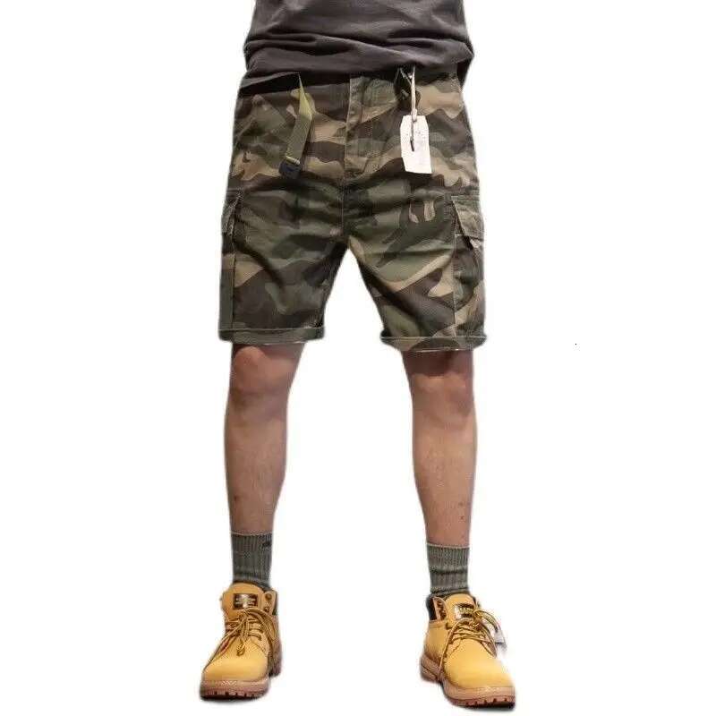 2024 Men's Summer Fashion Loose Multi-pocket Male Camouflage Sports Cargo Shorts Men Casual Straight Short Pants K29