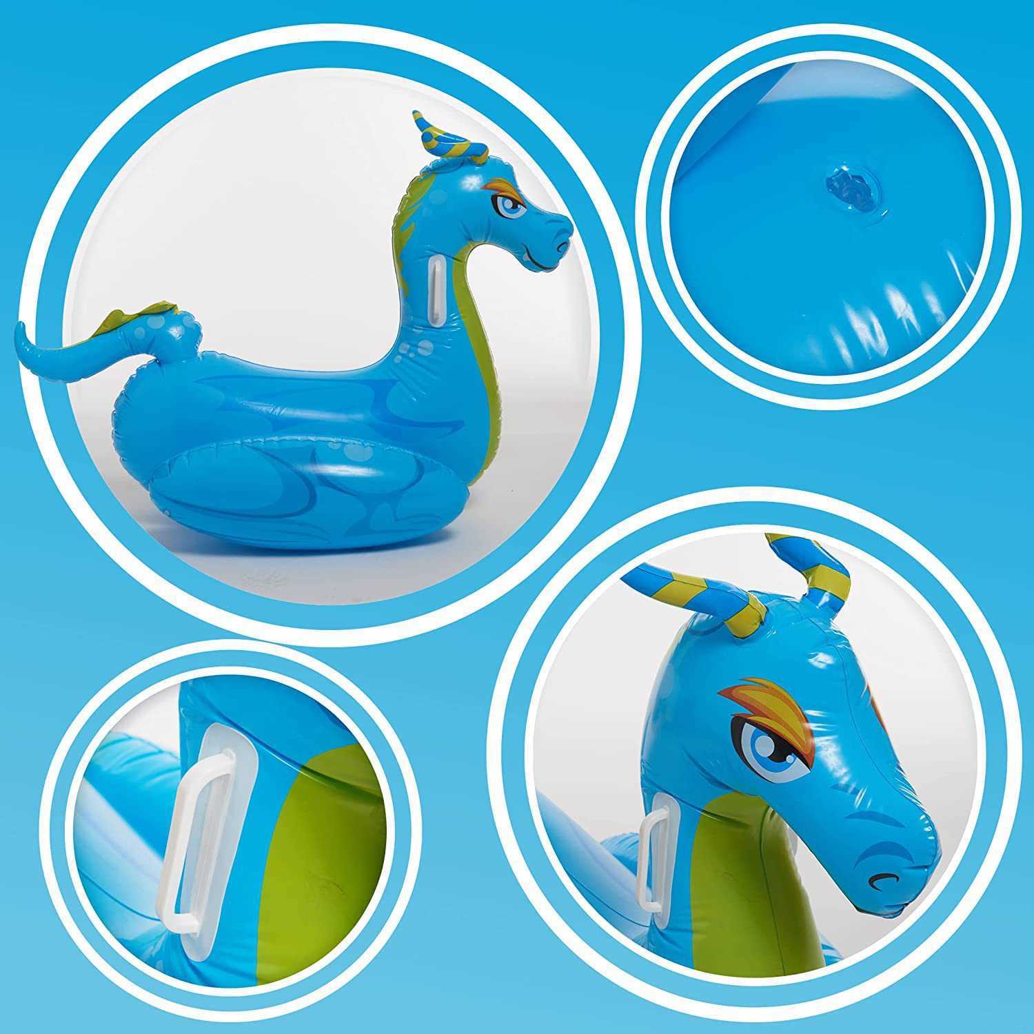 PVC material inflatable floating raft new inflatable blue floating raft dragon mount adult and childrens water lounge chair J250412