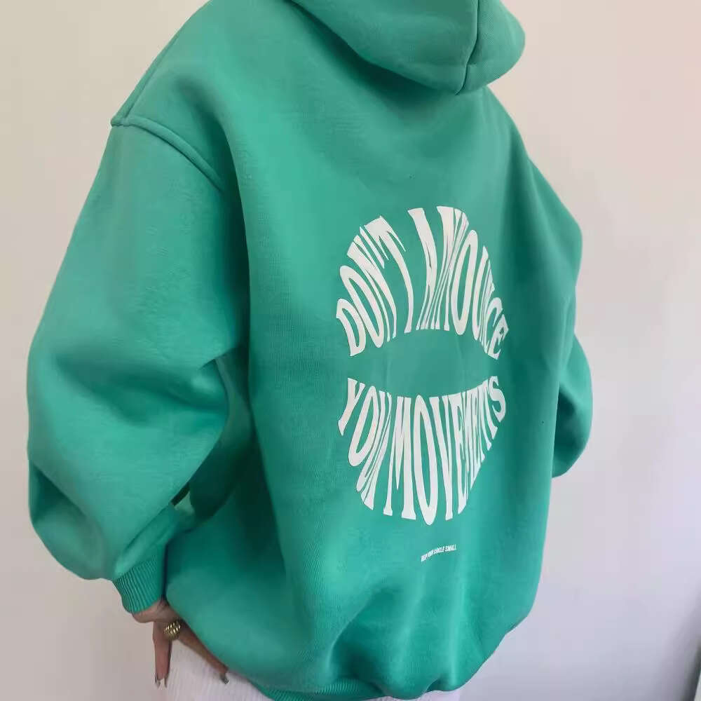 European and American women casual fashion letter printed versatile top long sleeved hooded sweatshirt for women