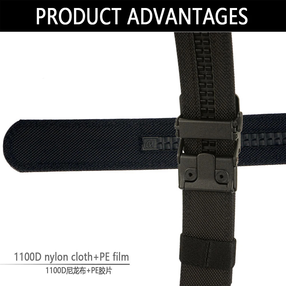 TUSHI EDC Hard Tactical Belt for Men Metal Automatic Buckle IPSC Gun Belt 1100D Nylon Military Belt Outdoor Sports Girdle Male 250407