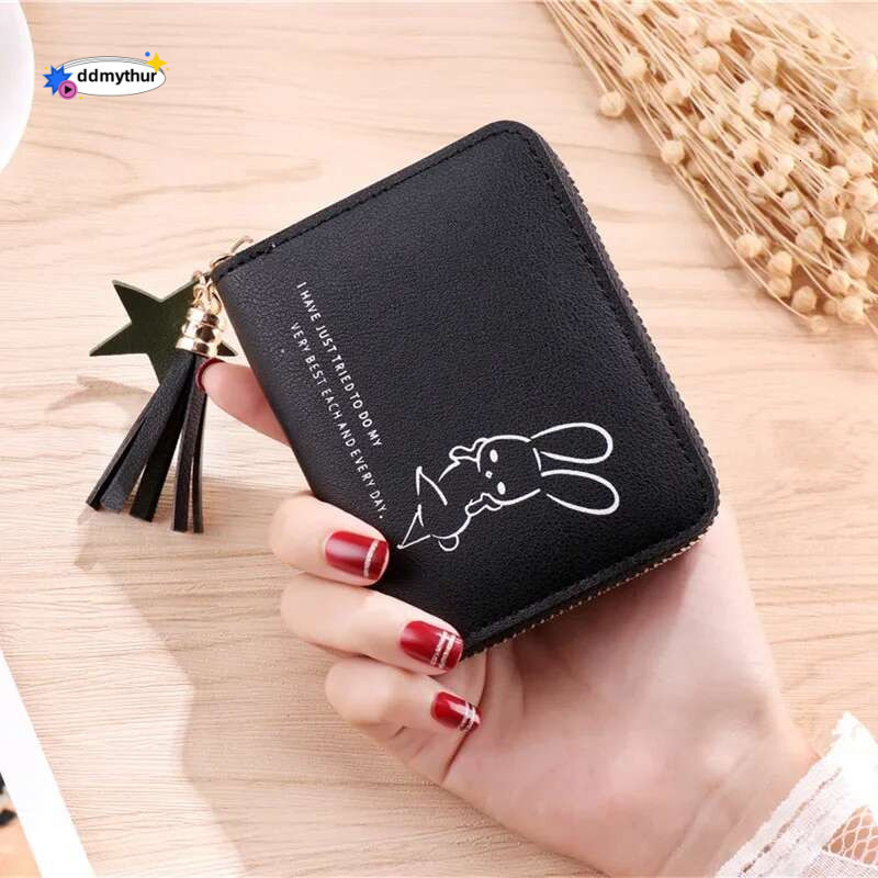 New urious Women's Wallets PU Leather Zipper Small Cute Little Rabbit Pattern Women Mini Girl Coin Purse ddmythur