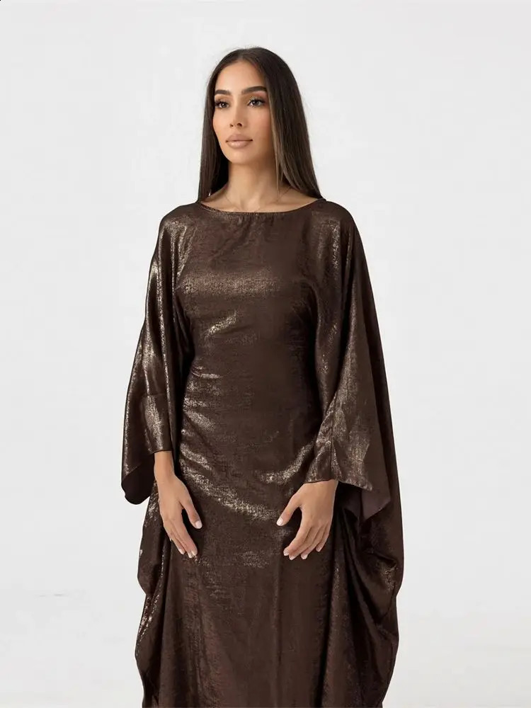 Batwing Butterfly Satin Khimar Abaya Dubai y Muslim Maxi Dress Kaftan Abayas Womens Ka Caftan Robe Tank Top 250411