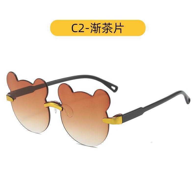 New frameless teddy bear for children, sunscreen, cute cartoon photography, baby glasses, UV resistant sunglasses