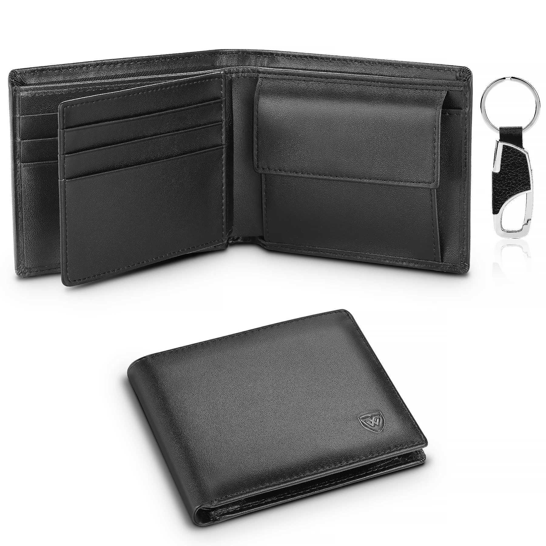 Leather wallet mens classic black soft wallet coin pocket card holder Z250411