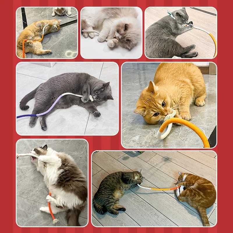 Cat Chewing Toy Interactive Plush Cotton Rope Toy Silver Vine Cat Teasing Toy Cleaning Mouth Cat Playing Toy Pet Supplies Accessories Y250412