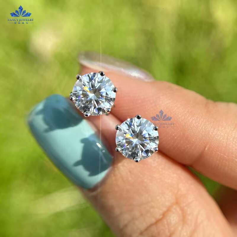 Wholesale 1CT VVS Moissanite Diamond Earring 925 Sterling Silver 18K Gold Plated Women Fine Jewelry Moissanite Stud Earring