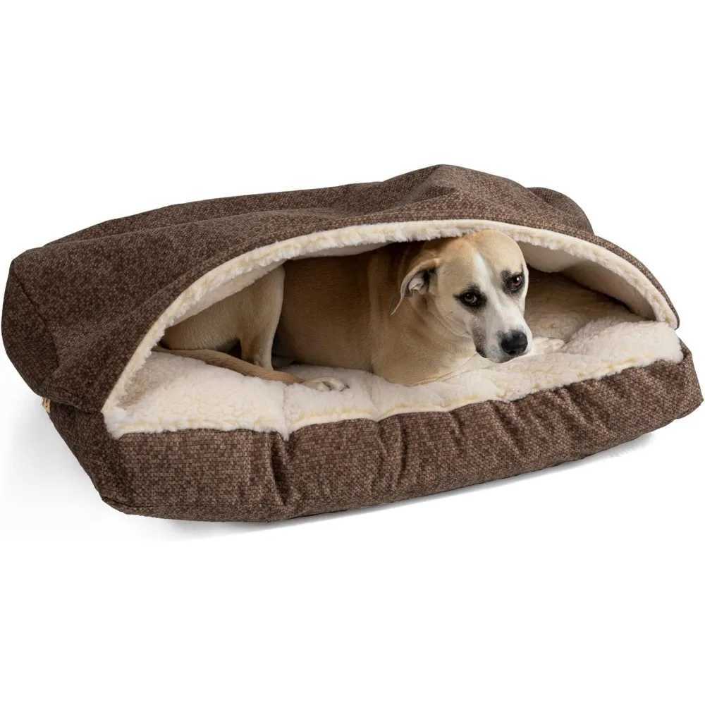 Comfortable cave rectangular dog bed - covered calm pitted dog bed suitable for medium and large dogs washable - large X250412