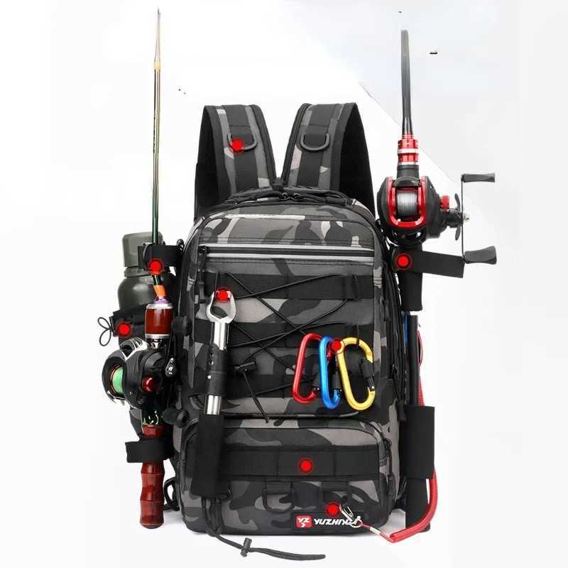 Camouflage Lure Fishing Bags Multi-functional Backpack Outdoor Sports Large Capacity Rod Fishing Tackle Bag Fly Fishing Z250411