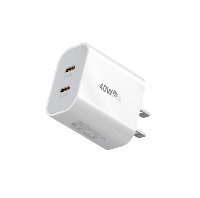 40W Fast Charging Dual Port Type-c Phone Plug Adapter Wall Charger for iPhone Samsung LG Moto Google
