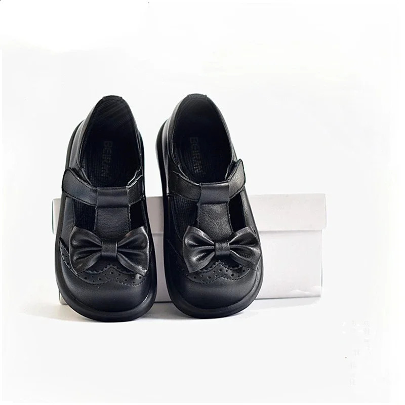Cowboy Leather Baby Womens Leather Shoes Spring and Autumn Fashion Bow Leather Childrens Apartment Childrens School Shoes 250411