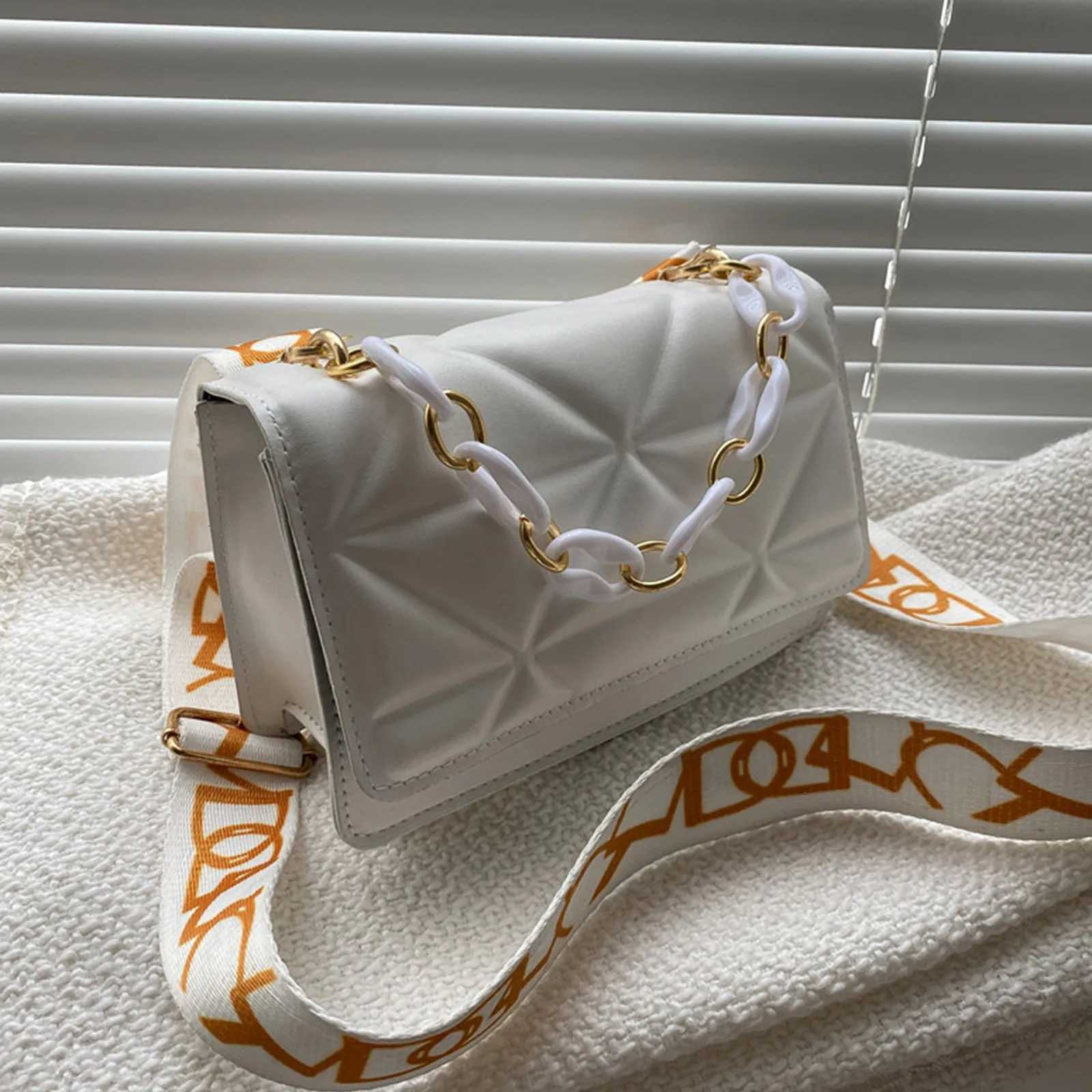 WomenS One-Shoulder Small Square Bag Simple Printed Wide-Band Messenger Bag Elegant Baguette Bag For Banquet Dance BusinessT2511112