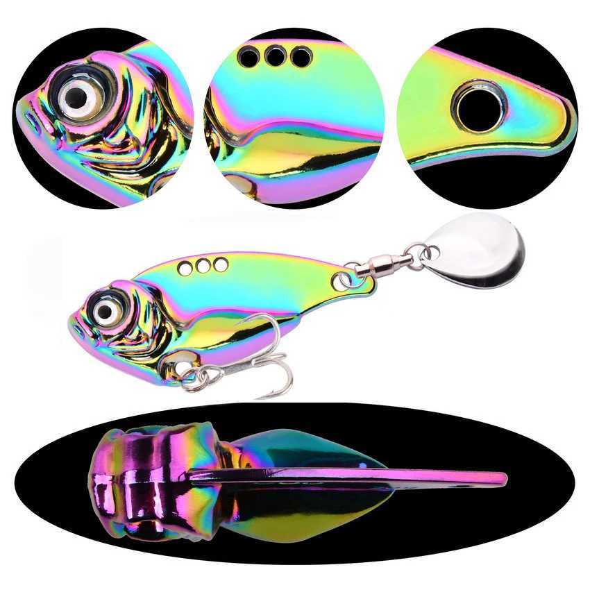 Rotating Sequin Metal VIB 7g 10g 15g 20g Fishing Lure Rotating Tail Vibration Spoon Spinner Bait Crankbait Bass Fishing Tackle Z250411