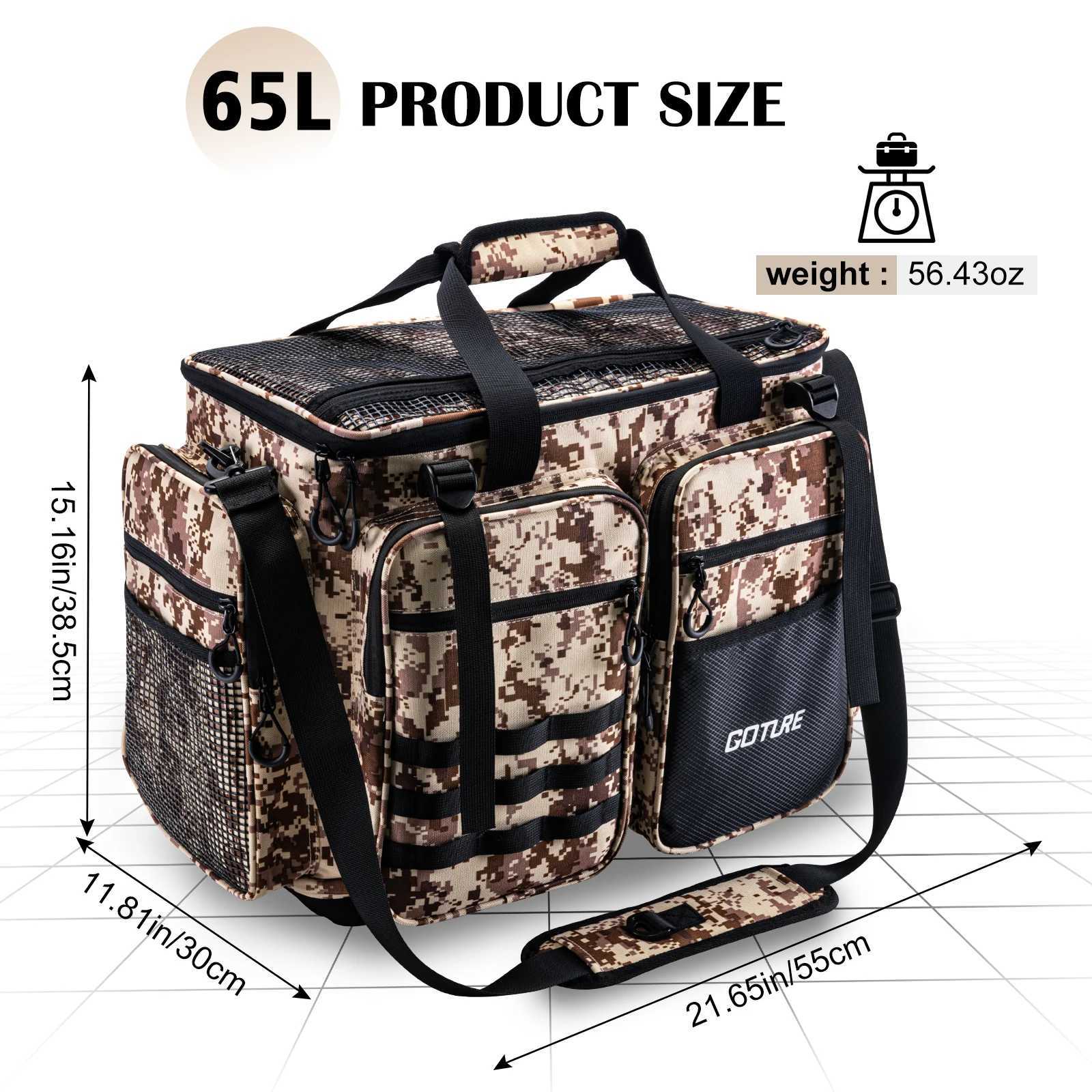 Goture Outdoor Camping Bags 53*29*38.5cm Shoulder Bag High Capacity 600D Oxford Cloth Multi-Purpose Fishing Tackle Bag Z250411