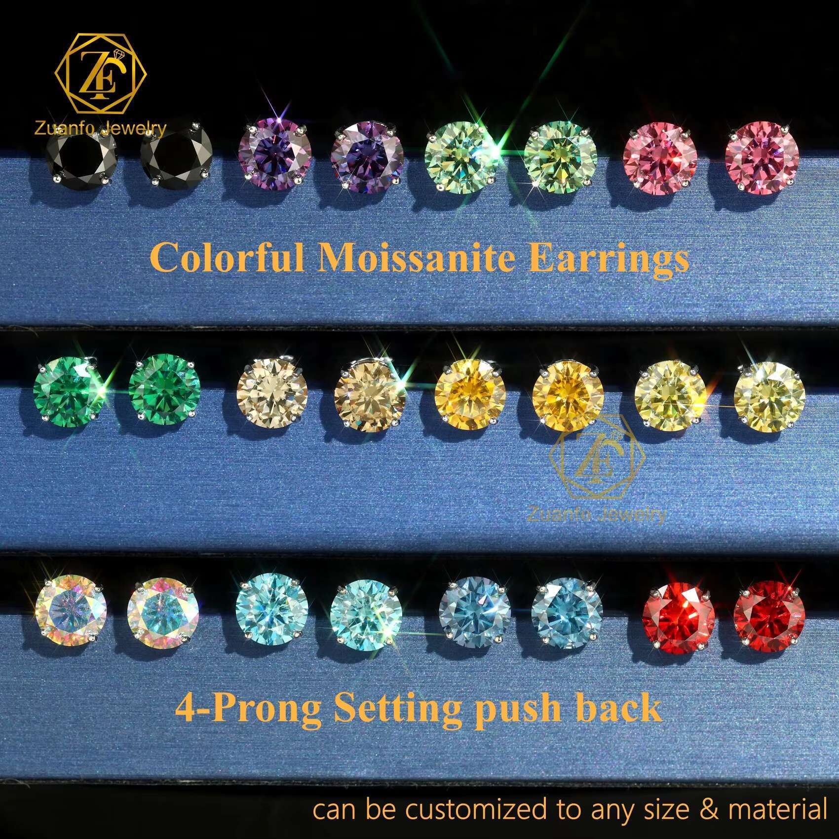 Luxury Moissanite Hip Hop Jewelry VVS Diamond Round Earrings 5mm 6.5mm 8mm 925 Sterling Silver Hip Hop Stud Earring