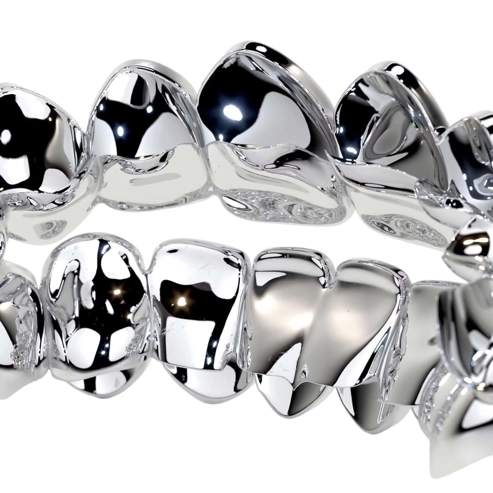 Mens Hip Hop Custom 925 Silver Teeth Grillz Iced Out Moissanite Diamond Grillz Teeth on White Gold Chain Best Price Jewelry