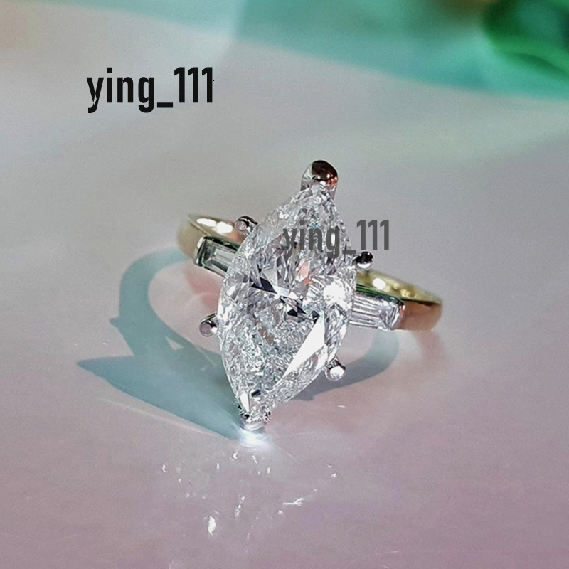 18K Solid Gold 3.0ct Marquise Cut Lab Grown Diamond Solitaire Women Engagement Ring Victorian Wedding Gold Ring