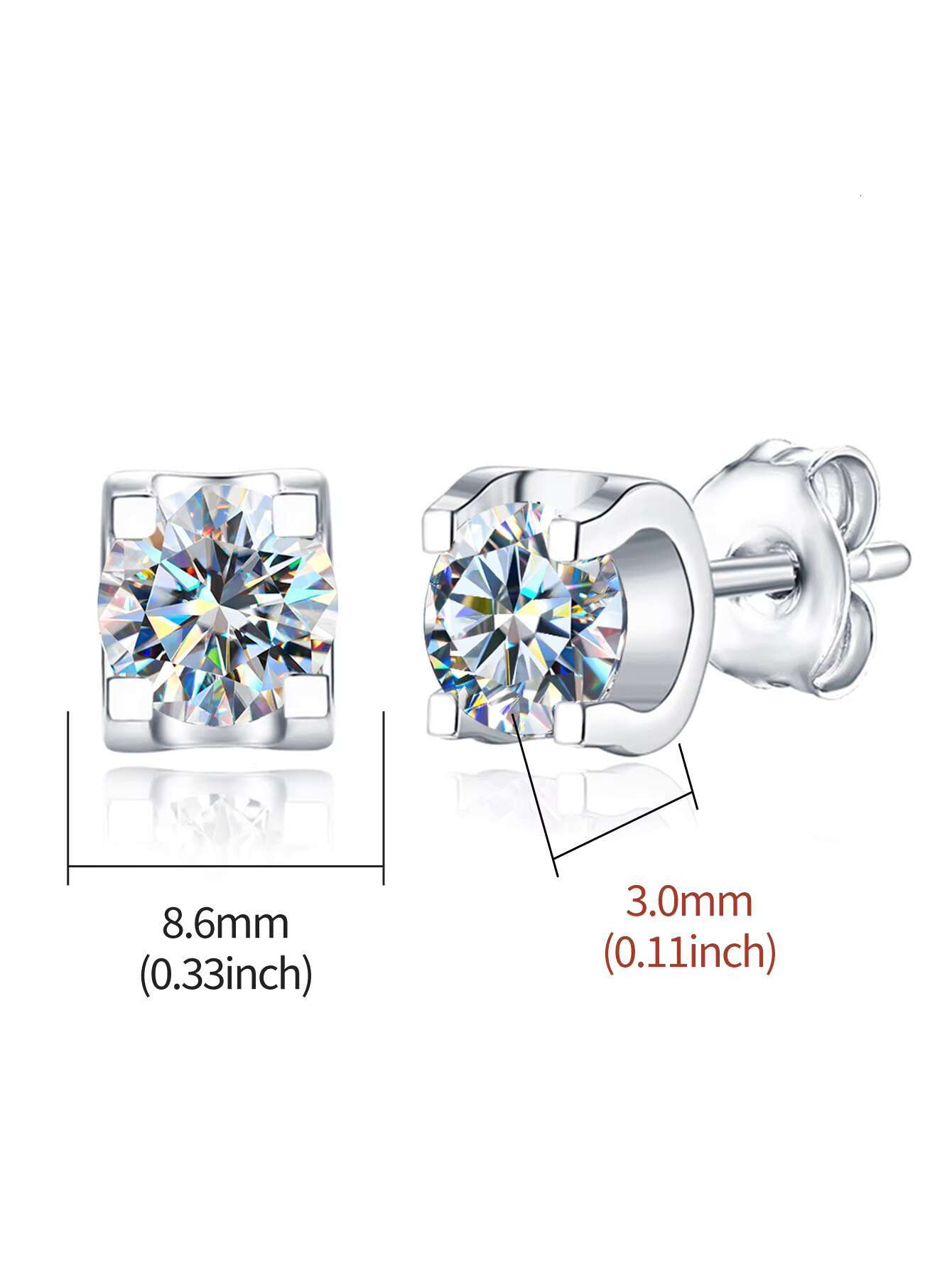 Gra Certified 0.5ct 1ct Round Cut Moissanite Diamond square Stud Earrings for Women 925 Sterling Silver Luxury Jewelry Set