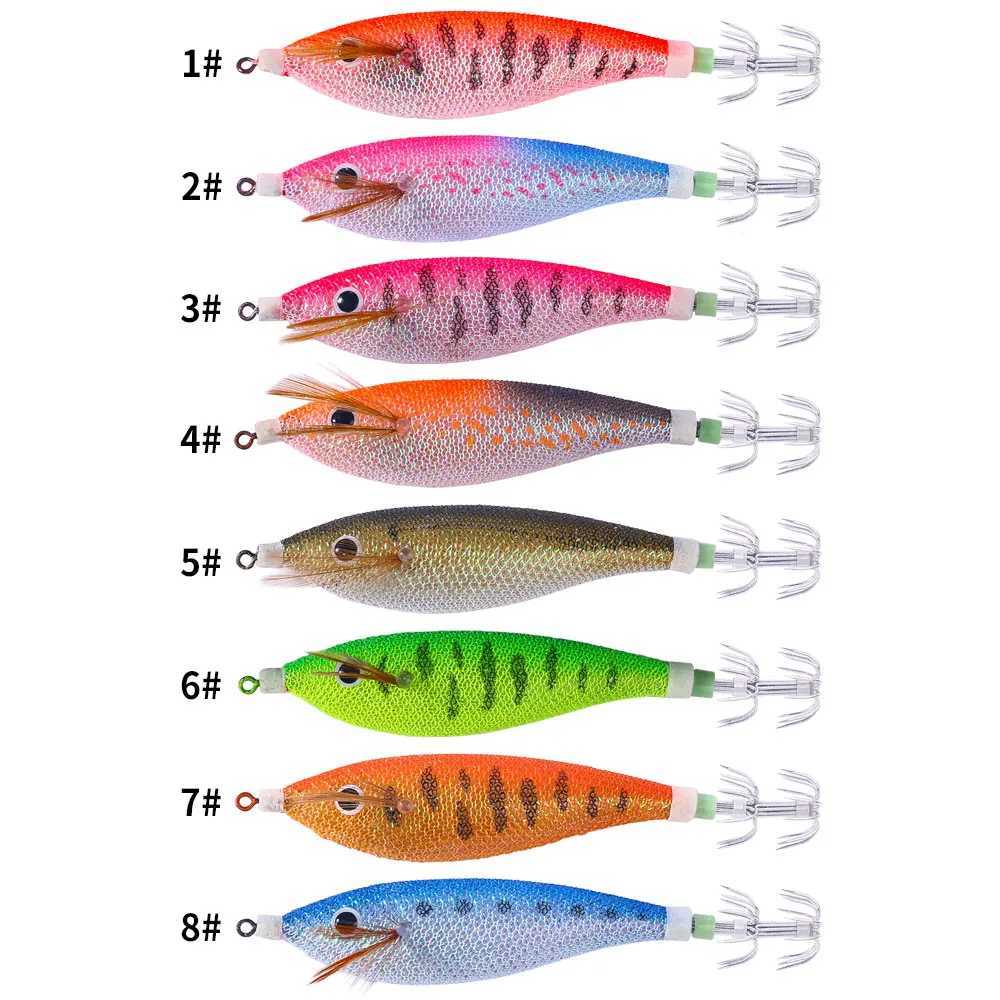 1PCS/Glowing Egging Lures Squid Hooks horizontal Luminous Squid Trolling Lure Octopus Hook Tackle11CM/13.4G Z250411