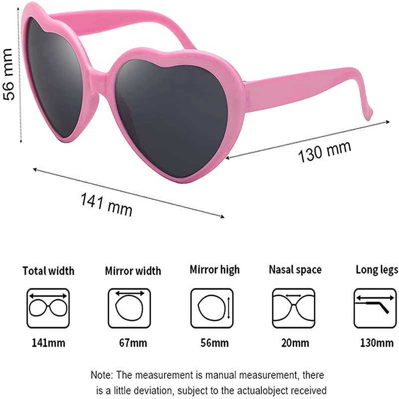 Women Fashion Heart Shaped Effects Glasses Watch The Lights Change To Heart Shape At Night Diffraction Glasses Female SunglassesC250411