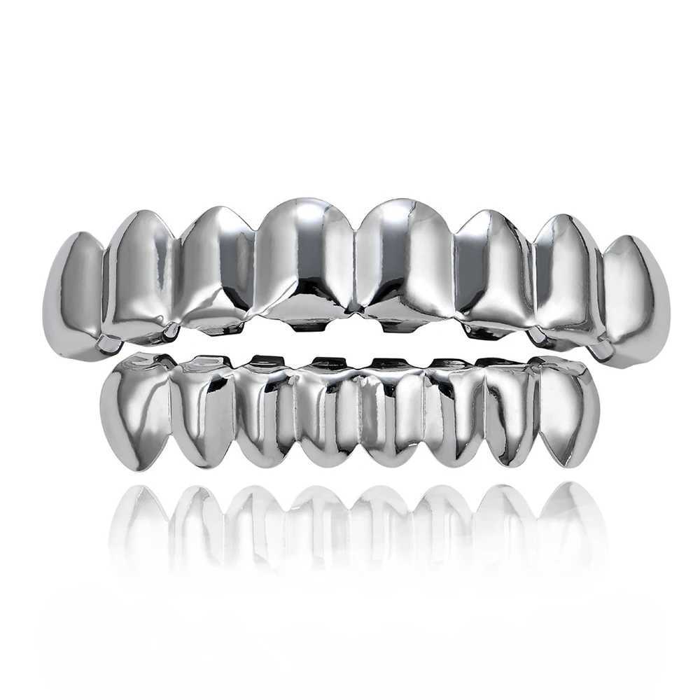 Hip Hop Gold Braces Upper Teeth 8 Lower Teeth 8 Real Gold Plated 18K Mens and Womens Party Jewelry Accessories W250412