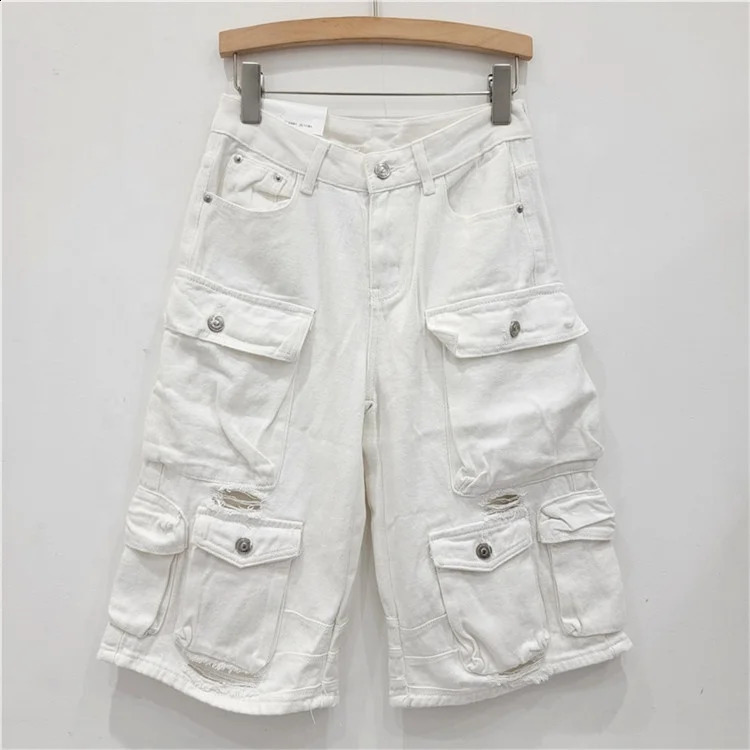 Y2k womens streetwear shorts retro washed jeans denim womens goods one-third pants 250411