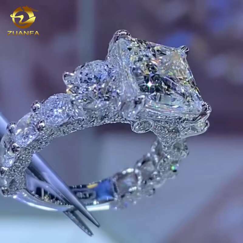 Custom Luxury Made Jewelry Manufacturers FL Moissanite Solid 10K 14K 18K Diamond Wedding Moissanite Engagement Gold Ring