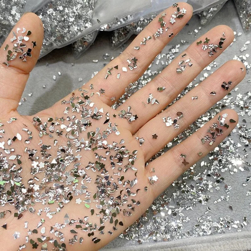 Acrylic flat back diamond mixed shape flash DIY nail handmade accessories 100 pieces mini nail art rhinestone crystal 250407