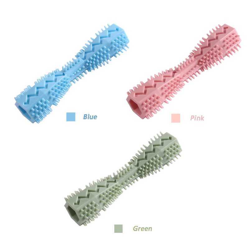 High Quality Dog durable dog chew toy stick soft rubber teeth cleaning point massage pad toothbrush plush pet supplies T2504012