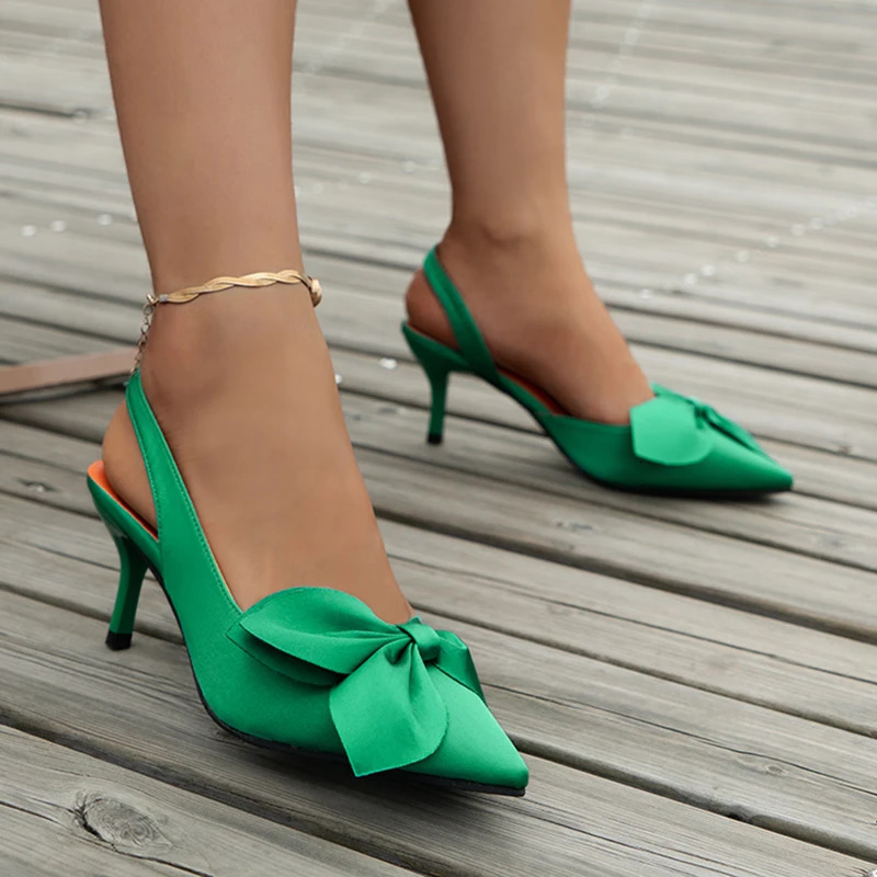 Sandals Summer Women Brand High Heels Sandalias Sexy Pointed Toe Slip on Bow Casual Shoes Office High Heels Women Sandals 251111