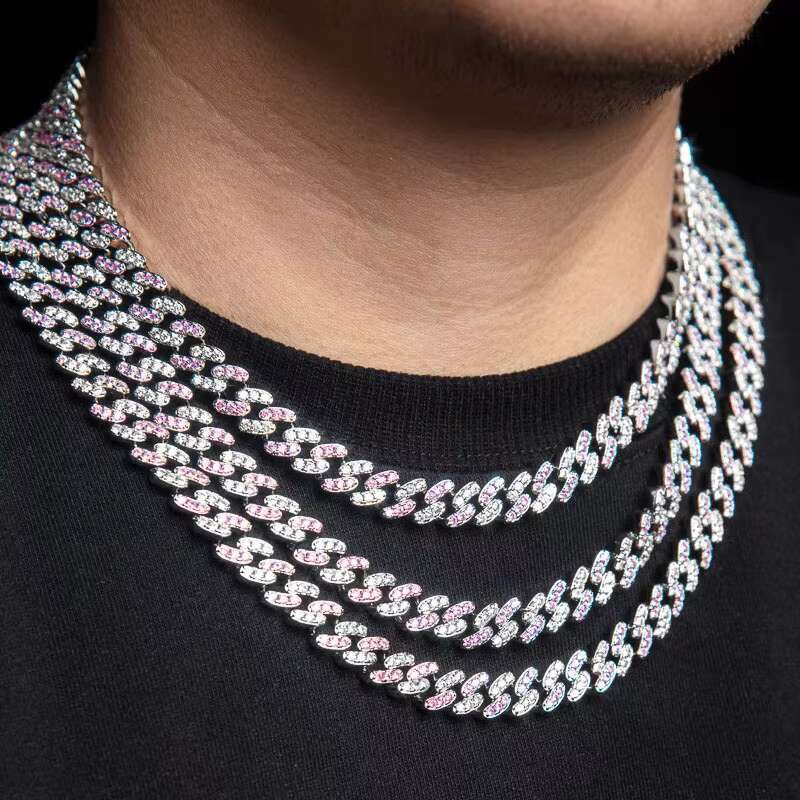 RTS S925 Silver 6mm Single Row Cuban Chain Iced Out Moissanite Gold Plated Necklace Bracelet Cuban Link for Men Jewelry