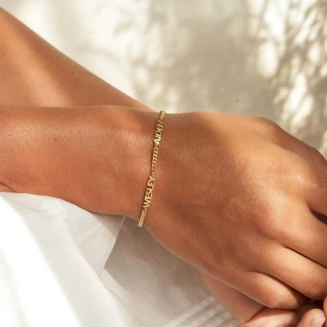 Custom Name Bracelet Women Personalized First Name Bracelet Curb Chain Stainless Steel Baby Name Bracelet Handmade JewelryC250411