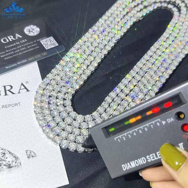 GRA 2mm 3mm 4mm 5mm 6.5mm Cheapest Price Hip Hop 925 Sterling Silver VVS Moissanites Diamond Necklace Moissanite Tennis Chain