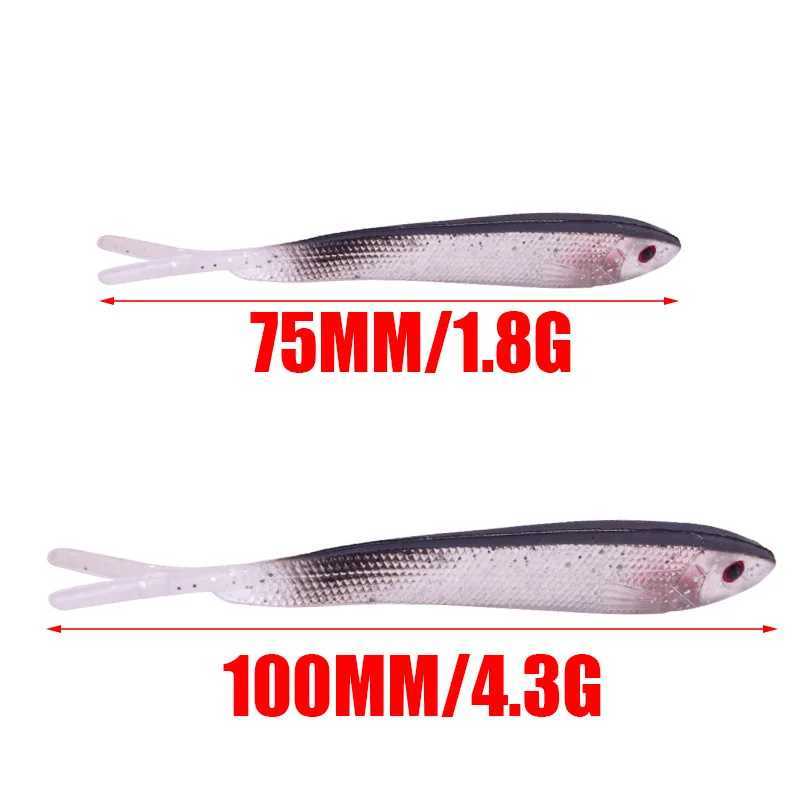 5PCS Forktail Fish Soft Bait 7.5cm/10cm Silicone Worm Wobblers Fishing Lures Isca Artificial Swimbaits Bass Carp Flying Tackle Z250411