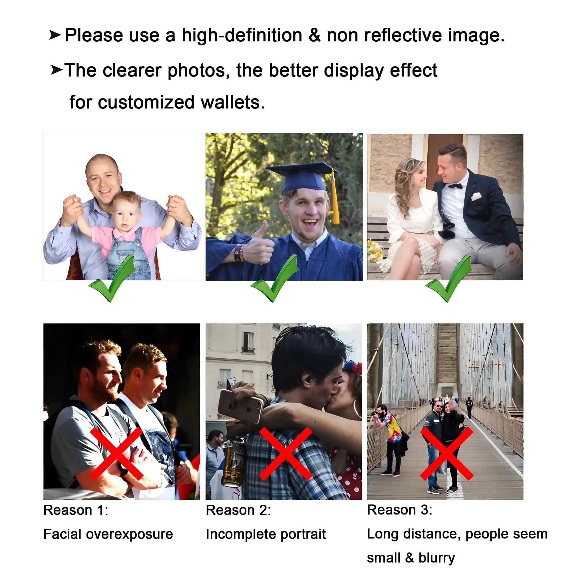 Personalized customized mens photo wallet with zippered coin pocket engraved picture and text wallet give him Christmas gifts Z250411