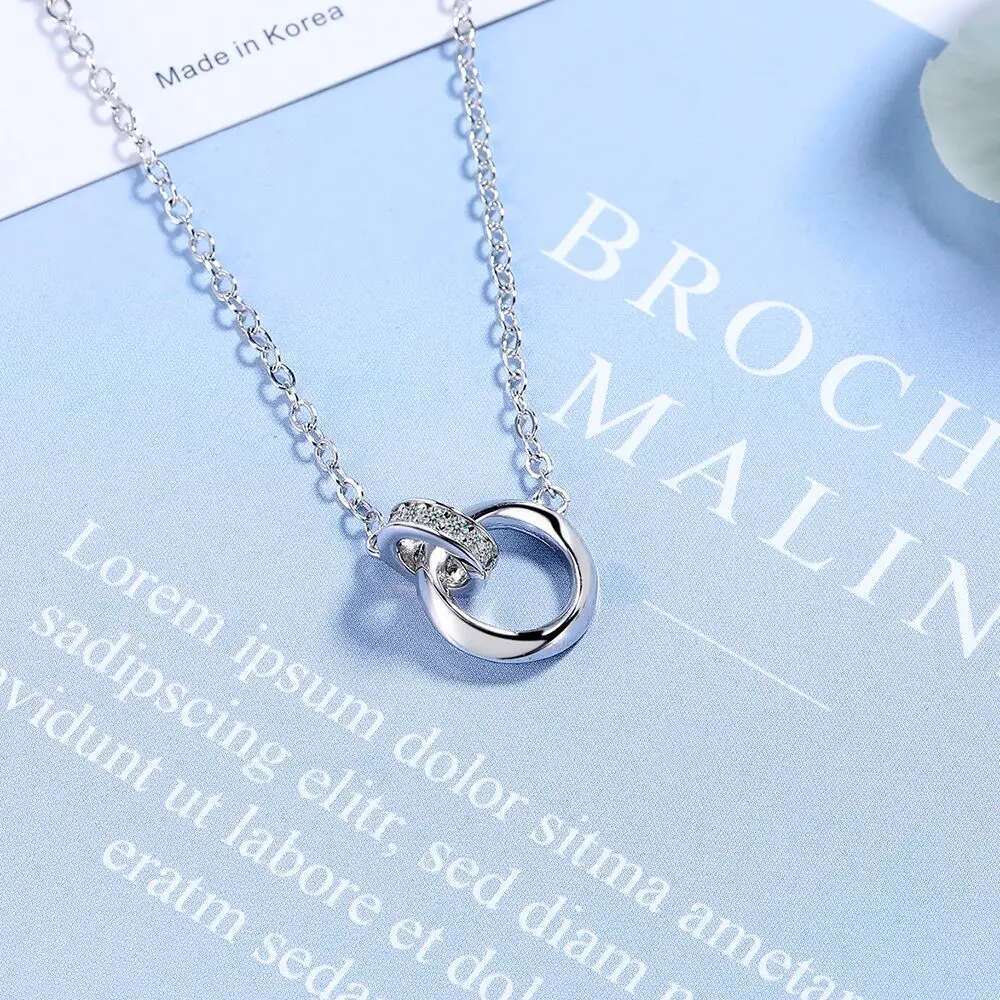 Sterg Sier Full Dia Zircon Simple Ring Clavicle Chain Women's Necklace