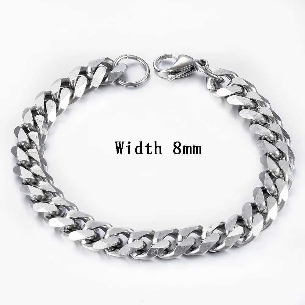 New Stainless Steel Gold Color Cuban Bracelet Men And Women Fashion Hip Hop Punk Jewelry Brithday GiftC250411