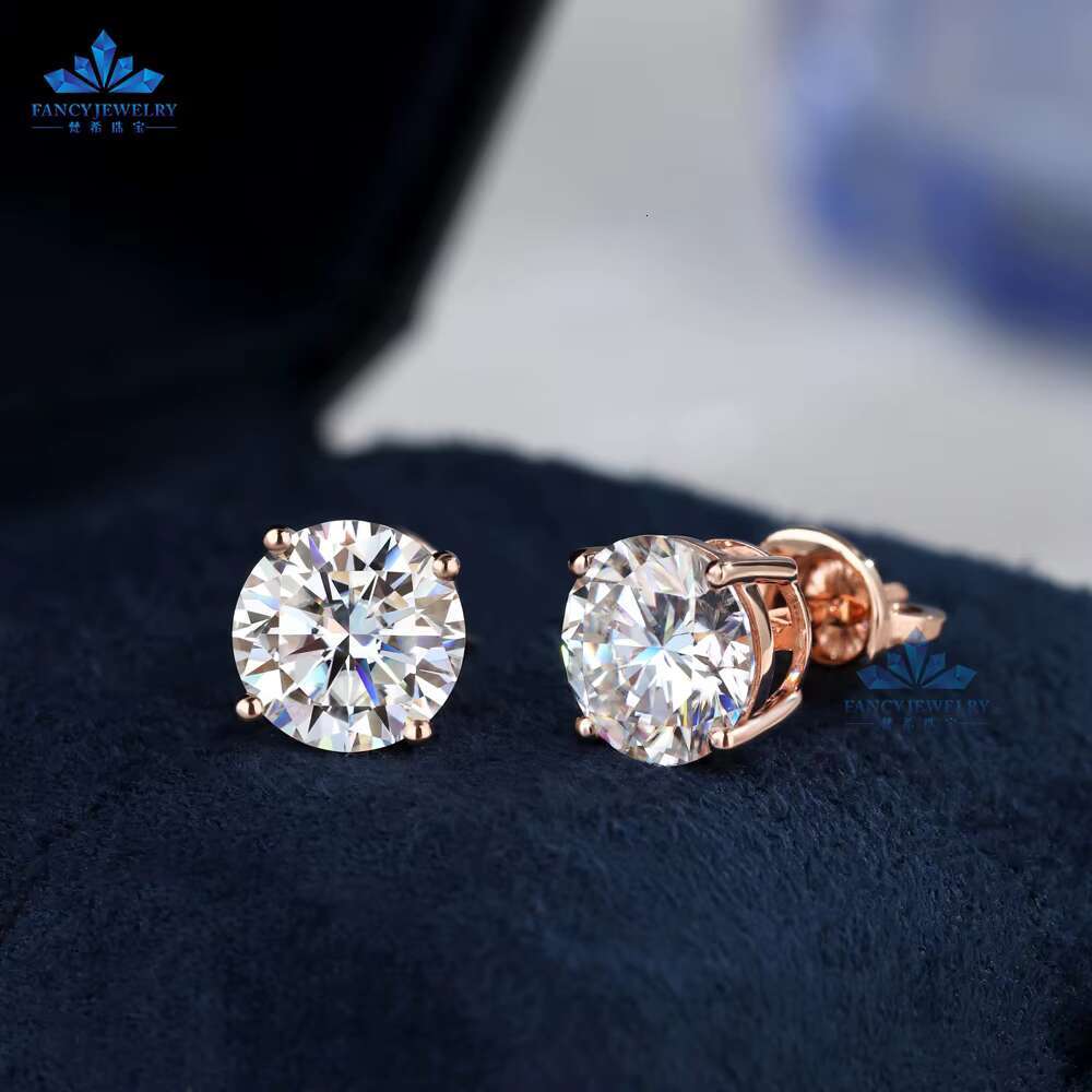 0.5ct-2ct D Color Brilliant Round Cut Lab Created Diamond Earrings 14K 18K Rose Gold CVD HPHT Stud Earrings for Men Women