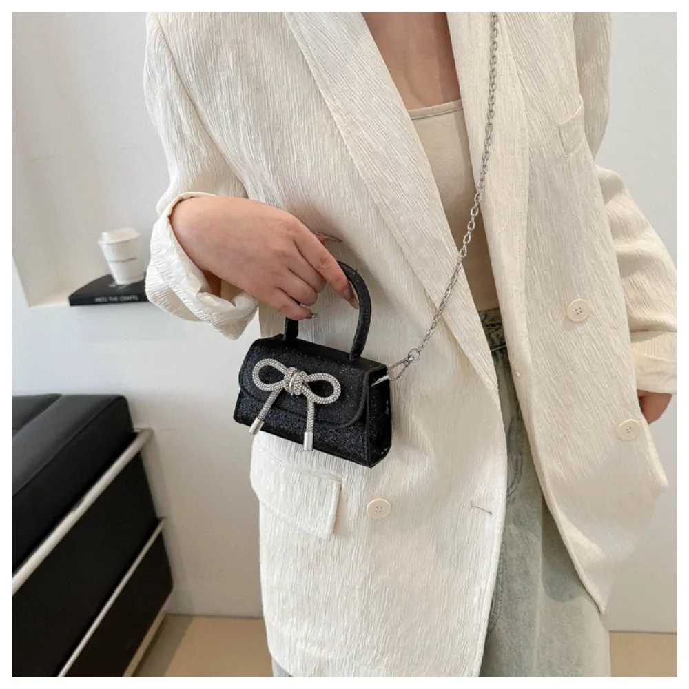 Womens Bow Shoulder Bag New Solid Color Fashion Messenger Bag Fashion High Capacity Mini HandbagXJ250412