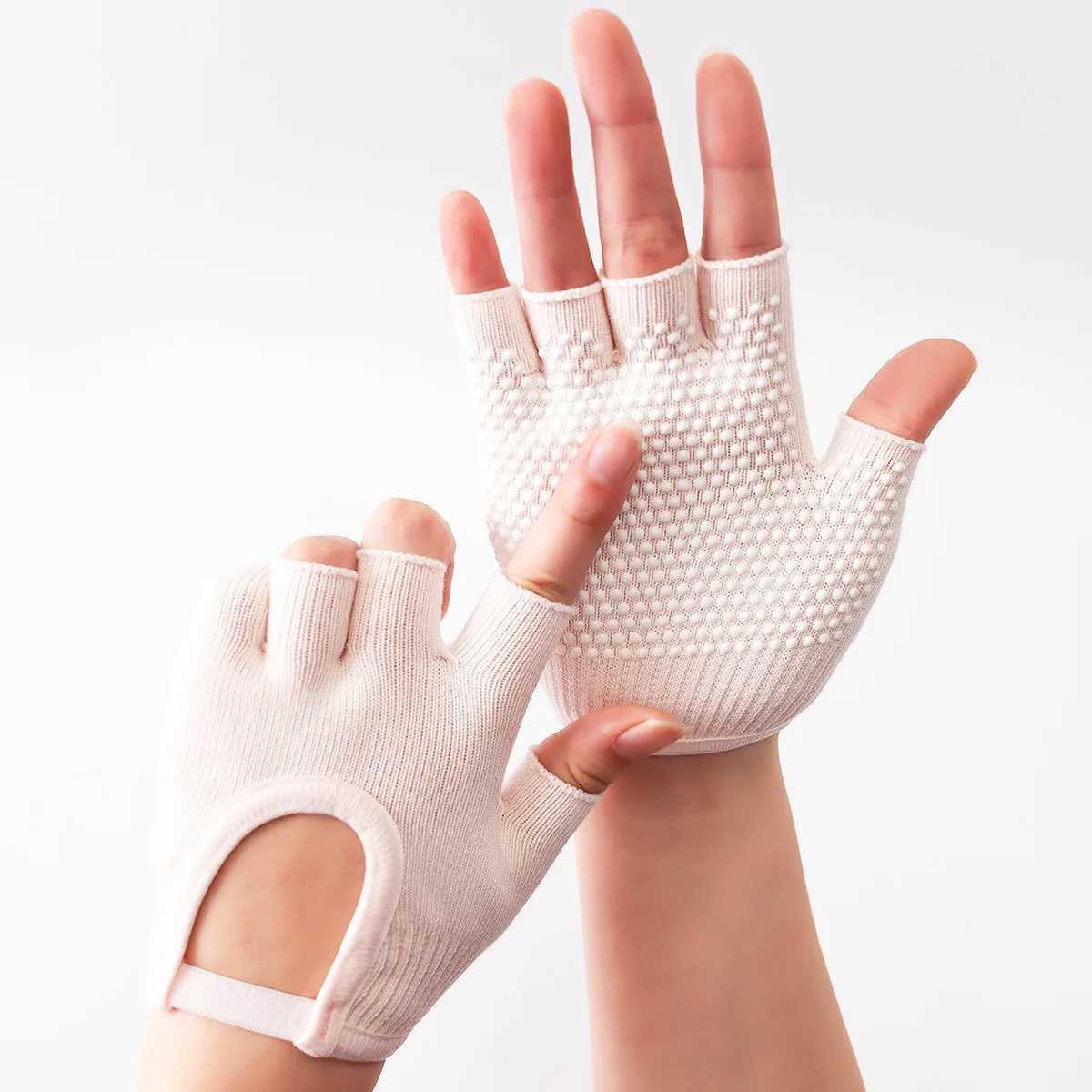 Women Anti-slip Yoga Gloves Cotton Fitness Half Finger Gloves Breathable Outdoor Cycling Bicycle Pilates Sports Fishing GlovesC250412