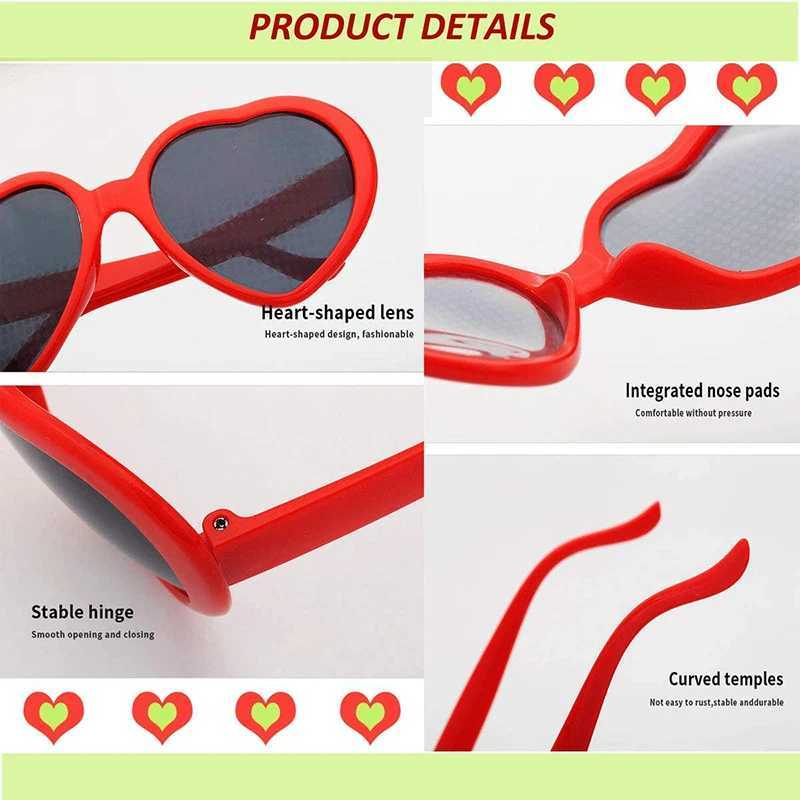 Women Fashion Heart Shaped Effects Glasses Watch The Lights Change To Heart Shape At Night Diffraction Glasses Female SunglassesC250411