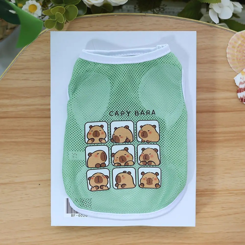 Kapi Cat and Dog Summer Mesh Breathable Pet Thin Tank Top Cartoon Printed Clothes Bomei Gold Haired Large Dog 250407