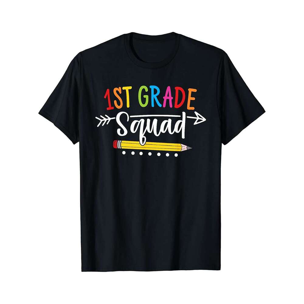 Designer T shirt Hello 1st grade teacher team first grade squad girls boys - 220g T shits
