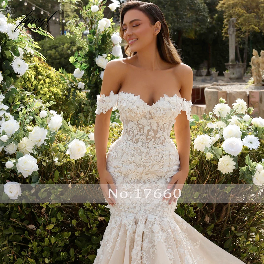 Customized Mermaid Vintage Elegant Wedding Dresses Sweetheart Off The Shoulder Vestido De Novia Embroidery Appliques Bride Dress C1271
