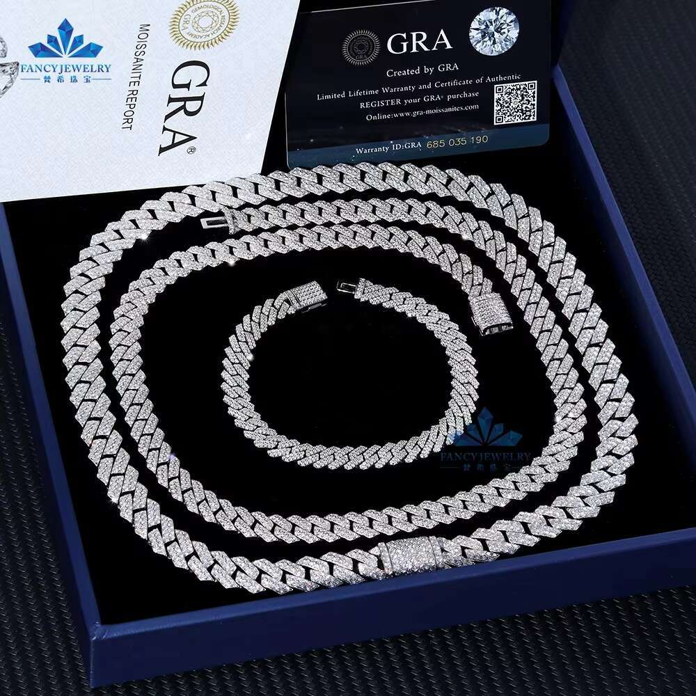 Fine Jewelry Women Micro Paved Cuban Bracelets D VVS Lab Diamond Cuban Link Chain Iced Out 925 Silver Moissanite Cuban Bracelet