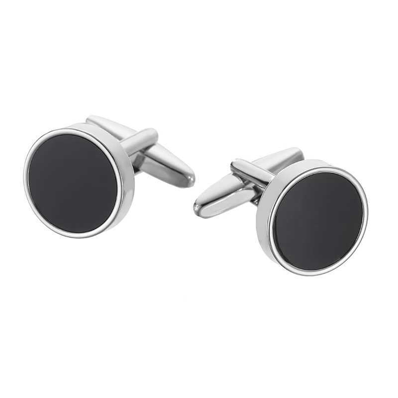 High quality black round smooth cufflinks new brass material design fashionable French shirt mens cufflinksT250412