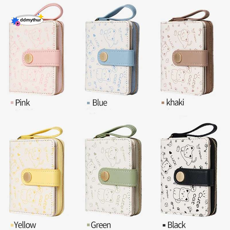 Cute Short Wallet Cartoon Cat Pattern Children'S Coin Purse Girls Money Key Storage Bag Kawaii Gift Student Id Bank Card Holder ddmythur
