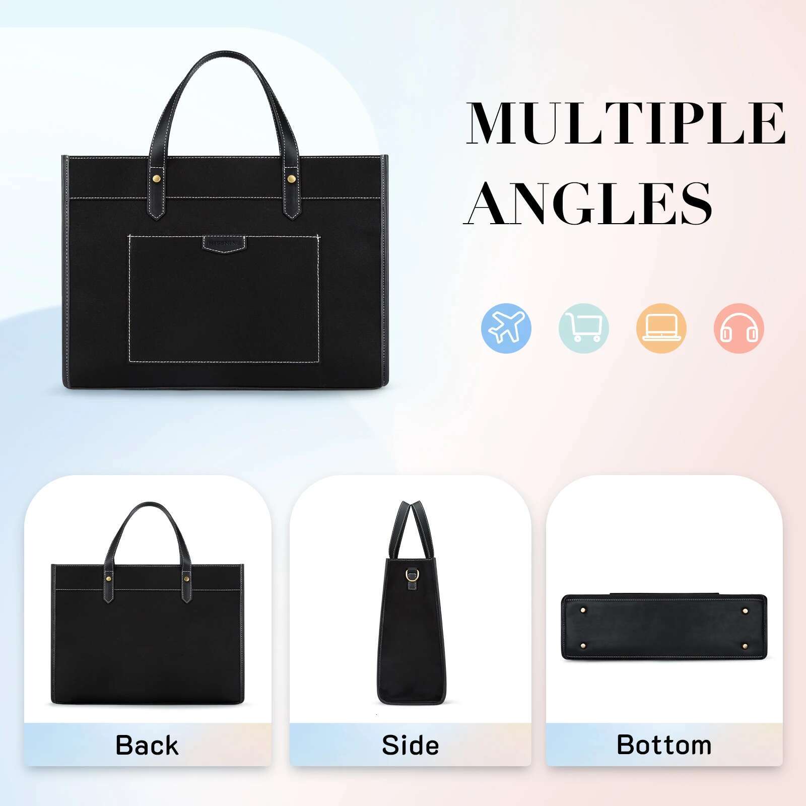 Missnine Women Briefcase Tote Bag Travel Office Canvas Handbag 15.6 Inch Laptop Bags For College Casual hot Work Business