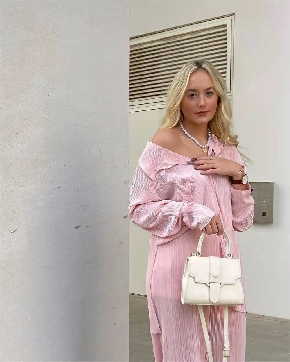Womens Tracksuit Two Piece Sets Loose Long Sleeve Shirt Tops and Wide Leg Pants Elegant Suits Summer Casual Female Outfits 250411