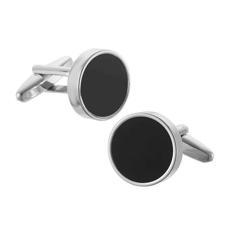 High quality black round smooth cufflinks new brass material design fashionable French shirt mens cufflinksT250412